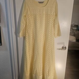 Yellow Embroidered Maxi Dress • Boho Ethnic Kurta Tunic •